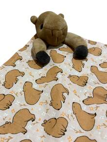 Soft Plush Blanket With Pacifier Holder, Anti-Allergic, Extra Soft, 28x28 Cm, 100% Cotton - 水豚 - 查看 3