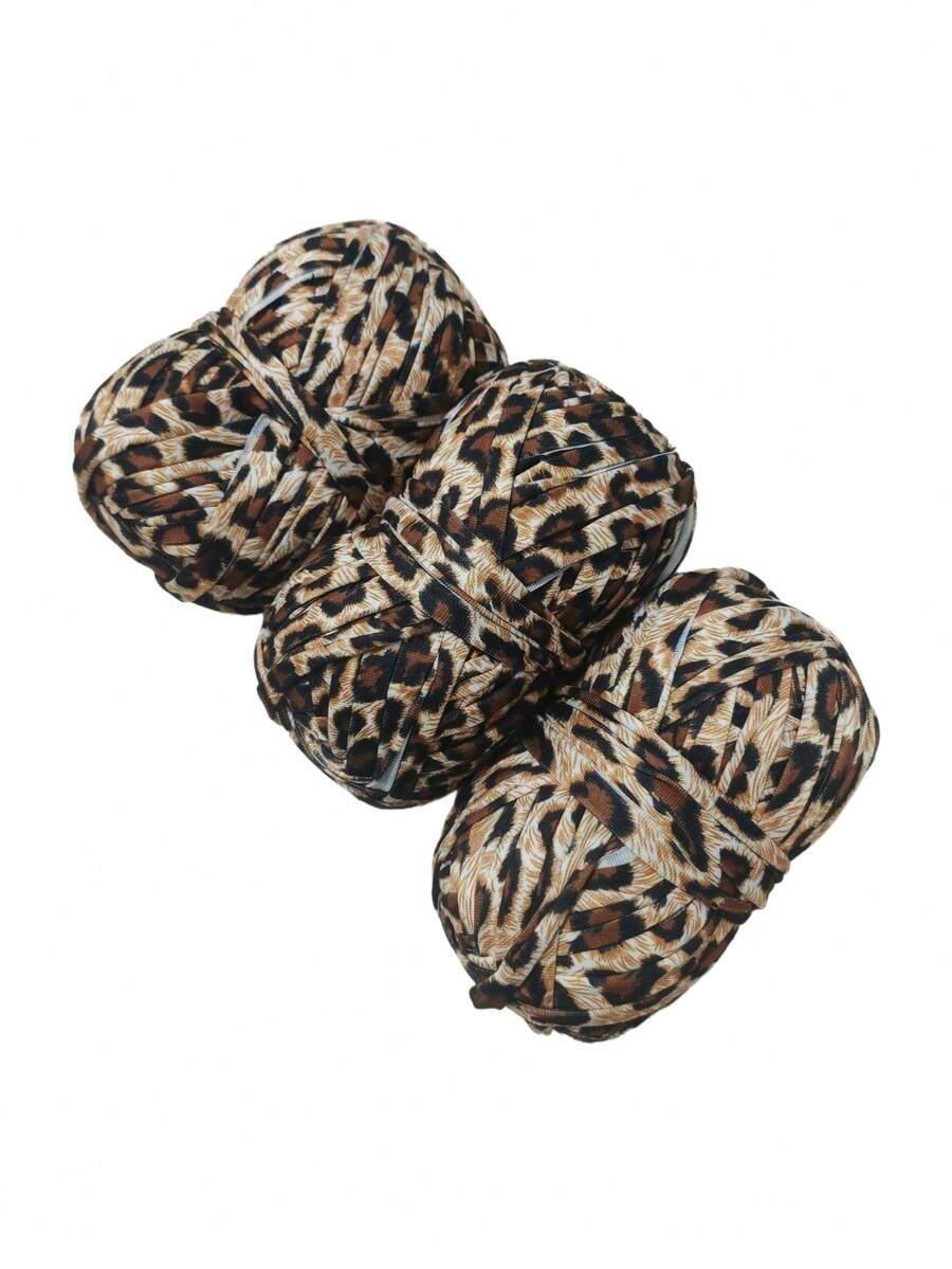 Lot de 3 paquets de 300g de fil ruban en polyester, multicolore à effet ombré et rayures, pour le crochet maison de chaussons, sacs, paniers de rangement et artisanat - Multicolore - Voir 1