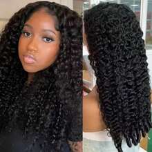 200% Density Burmese Curly Human Hair Wig 13x4 HD Lace Frontal Raw Human Hair Water Wave Lace Front Wigs For Women Human Hair Wigs With Spiral End For Natural Color 26 Inch - Natural Black - 查看 9