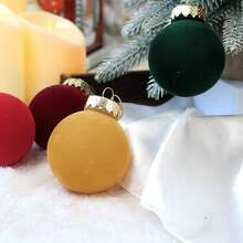 9-Piece Velvet Christmas Tree Decorations, Sprayed Velvet Baubles, Festive Ornaments, Holiday Decorations