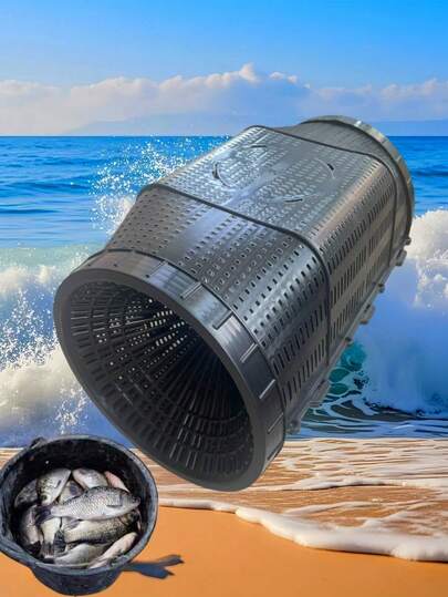 1/2pcs 34cm Black Fishing Trap, Suitable For Catching Small Fish, Shrimp, Crab, Loach, Eel Etc., Easy To Operate, Durable ABS Material, Mixed Colors, Great For Catching Shrimp, Crayfish, And Small Fish, Fishing Bait, Outdoor Fishing