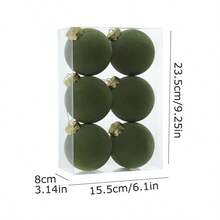 6 قطع زينة شجرة عيد الميلاد من المخمل - كرات بلاستيكية مغطاة بالنسيج، غير كهربائية، بدون ريش، مناسبة بشكل عام لديكورات العطلات