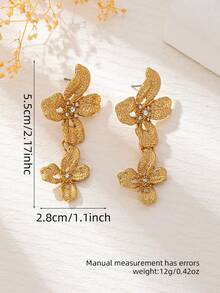 1 buc pandantiv metalic gol cu flori frangipani stratificate, bijuterii elegante retro de lux pentru vacanță tropicală