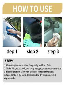 Spray antivaho para cristales de automóvil, agente antivaho para lentes, ventanas y parabrisas, spray descontaminante y repelente de lluvia, revestimiento de vidrio con agente antivaho de larga duración para desempañar el parabrisas delantero