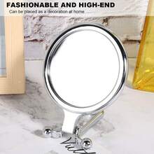 Sonew Espejo de Maquillaje Ajustable Plegable de Aumento 5X, Espejo Cosmético de Escritorio de Mesa, Espejo de Maquillaje de Doble Cara para Viajes Domésticos (Plata) - 1 - Ver 5