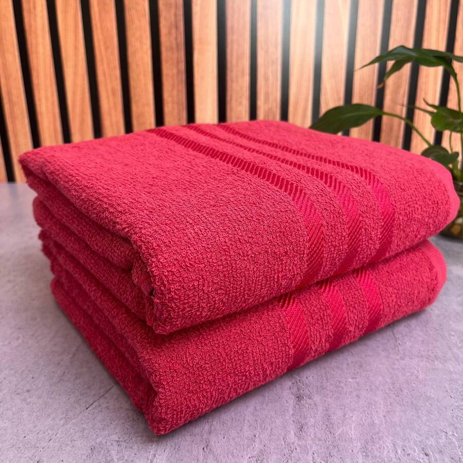 Kit 2 Toalha de Banho Macia Felpuda 65x130cm Algodão - bordô - Visão 1