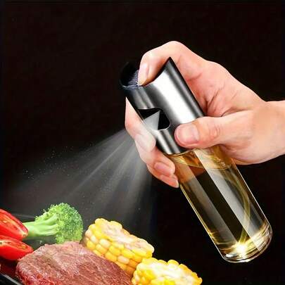 1 PIECE 3.38-Ounce Graduated Glass Olive Oil Spray Bottle, Spray Jar, Kitchen Cooking Oil Spray, Glass Oil Tank, Home Kitchen And Outdoor Camping Accessory