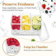 Juego de servir para barra de tacos de Lifewit para fiestas con 3 recipientes (2,5 tazas) y componentes, organizador de condimentos con enfriamiento de hielo grande, bandeja de servir de guarnición para accesorios de barra de mimosas, frutas, ensaladas y alimentos - ColorA - Ver 4