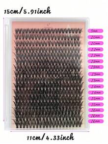 DIY 睫毛延长 320 簇 9-16 毫米漫画睫毛浓密单根睫毛延长睫毛簇 DIY 家用睫毛簇、睫毛簇、单根睫毛、睫毛、假睫毛 - 黑色 - 查看 2