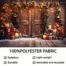 1pc Christmas Warehouse Scene Decorative Banner, Polyester Material, Holiday Decoration Backdrop, Party Photography Background, Indoor/Outdoor Decoration, Birthday Party New Year Event Decor, Multiple Sizes Available - Multicolor - View 7