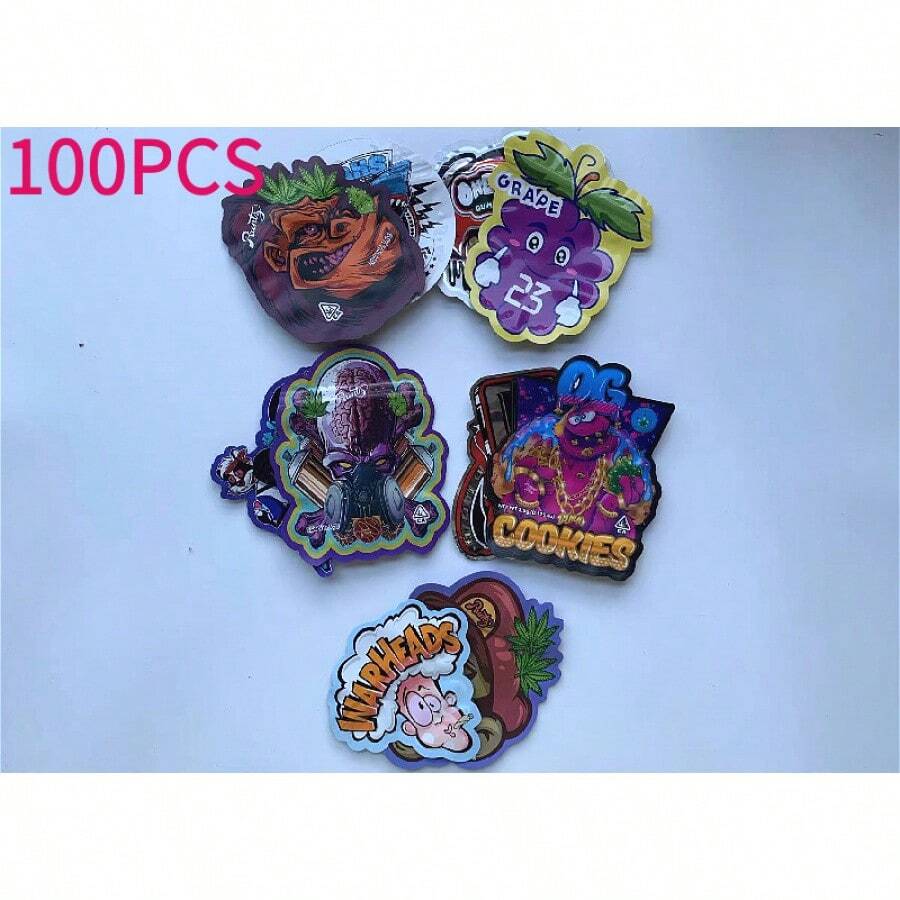 100-Pack,  Storage Bags, Various Patterns, 3.5g Polyester Film Thin Bags, Odor-Proof Bags, Moisture-Proof Bags, Sealable Bags, Candy Bags, Cookie Bags, Gum Bags