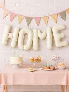 4pcs 16/40-Inch HOME Letter Balloon Set, HOME Letter Balloon Decoration For Housewarming Party, Retirement Party, Theme Party Decoration, HOME Balloons Background Decoration For Party, Cream White Aluminum Film Banner Letter Sign, Aluminum Film Balloon Indoor And Outdoor Decoration, Home Balloon Banner For Celebration Housewarming , No Electricity Required, Christmas Halloween New Year