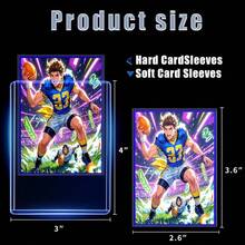 YC 400 Card Sleeves Top Loads For Cards3"X4"Baseball Card Protectors Toploaders Hard Plastic For Trading Game Sports Football Cards 200 Hard Protectors + 200 Soft Sleeves Fashion - 藍色 - 查看 6