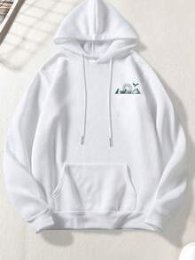 sweat-shirt à capuche imprimé avec poche pour homme, automne/hiver