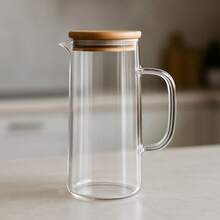 Glass Jar With Bamboo Lid 1L Airtight Juice Water Tea Borosilicate Promotion! - Trong sáng - Xem 8