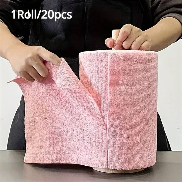 1 Roll/20pcs Reusable Microfiber Cleaning Wipes - High Absorbency, Durable & Machine Washable Kitchen Towels For Dishes, Countertops, Floors - Multi-Surface Household Cloths With Space-Themed Design, Space-Saving Modern Square Dishcloths
