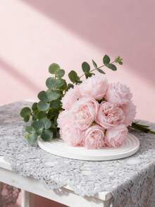 MEHELANY 5pcs Artificial Pink Peony Flowers, Fake Peony Silk Leaves, Light Pink Faux Flowers, Suitable For Wedding, Home, Office, Party, Window Sill Decor, Dining Table Centerpiece, DIY Bridal Bouquet, Arch Decor, Indoor Outdoor Garden Spring Fake Flower Decor, Valentine's Day Mother's Day Anniversary Gift Decoration, Gift For Girls, Women, Mothers, Fathers - Pink - View 3