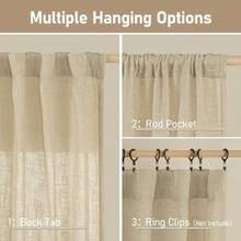 LAMIT Extra Wide Linen Curtains For Bedroom Natural Light Filtering Faux Linen Textured Panels Semi Sheer Back Tab And Rod Pocket Boho Drapes For Living Room Farmhouse 2 Panels Linen 60 X 84 Inch