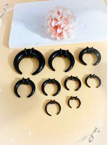 9pcs Boho Vintage Acrylic U-Shaped Horn Ear Plugs And Nose Rings Set - Colorful Geometric Design For Parties And Daily Wear, Cute Jewelr