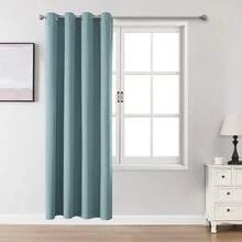 1 件/2 件仿亚麻遮光窗帘，适用于客厅、卧室、影剧院、餐厅，防水、隔热、系带窗帘布