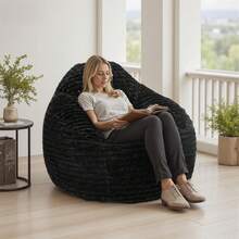 Sweetcrispy Bean Bag Chair, 39 Inch Bean Bags For Adults And Kids, Chair With Memory Foam Filled, Bean Bag Couch With Backrest And Armrests, Comfy Sofa For Living Room, Bedroom And Dorm - màu đen - Xem 3