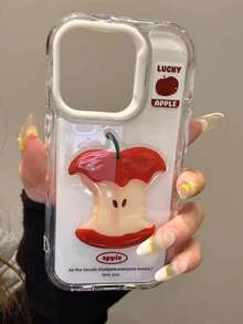 新款韩国可爱3D苹果核心手机壳，兼容 17/16 Pro Max/15 Pro，全包覆式，兼容 14/14 Pro、13/12/11，防摔保护套 - 白色 - 查看 2