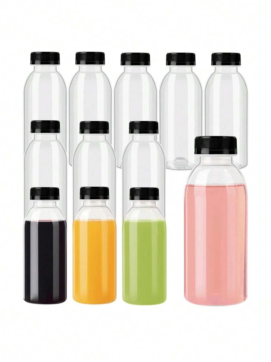 1/3/6个装可重复使用塑料果汁瓶带盖 - 塑料奶昔瓶 - 带盖空饮料容器，适用于冷/热饮、果汁、饮料、水、牛奶、奶昔和其他饮品，含姜（150毫升/200毫升/250毫升/350毫升/500毫升）