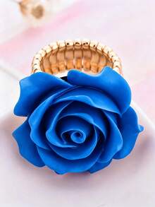 1 chiếc nhẫn trang trí hoa hồng đỏ tinh tế, quà tặng trang sức cho đám cưới, năm mới, ngày lễ tình nhân - Màu xanh lam - Xem 3