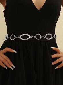 1 szt. Modny, pusty, okrągły łańcuszek w talii z metalowym pierścieniem, damski, spersonalizowany, asymetryczny łańcuszek na ciało, letnia szkoła, jesień, Halloween