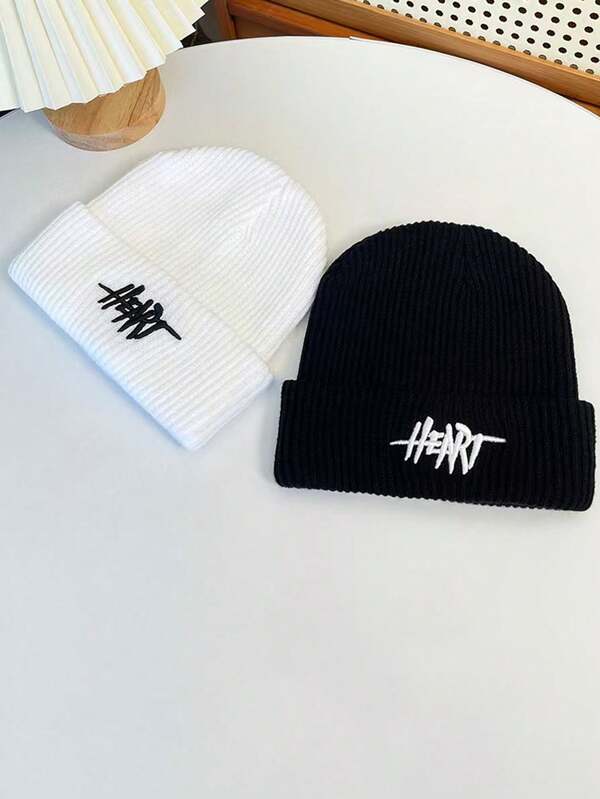 Knitted Hat For Men Autumn And Winter Korean Style Letter Embroidered Woolen Cap Hip-Hop Couple Matching All-In-One Ear Protection Hoodie Cap Mens Winter Clothing