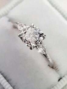 1 PC Gorgeous Cubic Zirconia Ring For Women For Wedding Engagement Anniversary Party Band Jewelry Valentine's Day Gift Valentines - 銀色 - 查看 6