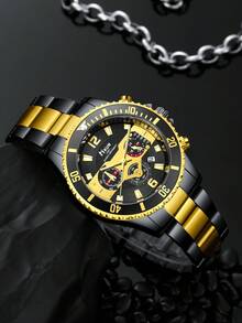 5 peças/7 peças Conjunto de Relógios Masculinos, Projetado para Homens, Moda Casual de Negócios, Relógios Masculinos Elegantes, Esportivos e Estilosos, Essenciais para Uso Diário, Adequados como Presentes para Ação de Graças, Aniversário, Compras - Preto - Visão 9