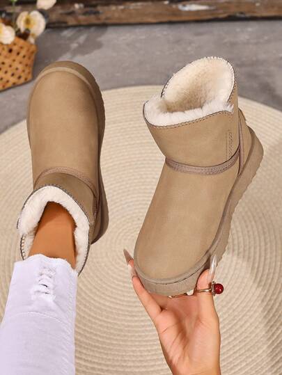 Botas de nieve forradas térmicas de color caqui con suela gruesa, estilo gótico, retro, casual, de vacaciones, elegante, de patrón texturizado de unicolor, con flecos, para uso en interiores y exteriores, en la playa, en bodas, fiestas, oficina y al aire libre en invierno.