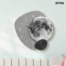 Reloj de pared decorativo minimalista de lujo 2D, movimiento de cuarzo súper silencioso, sin sonido de tic-tac, adecuado para sala de estar, dormitorio y oficina, decoración de pared de dormitorio de moda - Multicolor - Ver 1