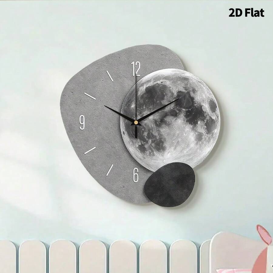 Reloj de pared decorativo minimalista de lujo 2D, movimiento de cuarzo súper silencioso, sin sonido de tic-tac, adecuado para sala de estar, dormitorio y oficina, decoración de pared de dormitorio de moda - Multicolor - Ver 1