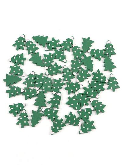 50pcs/Pack Christmas Wooden Christmas Tree DIY Decorations, Gift Wrapping Decor, Party Decor, Room Decor, DIY Decoration Materials