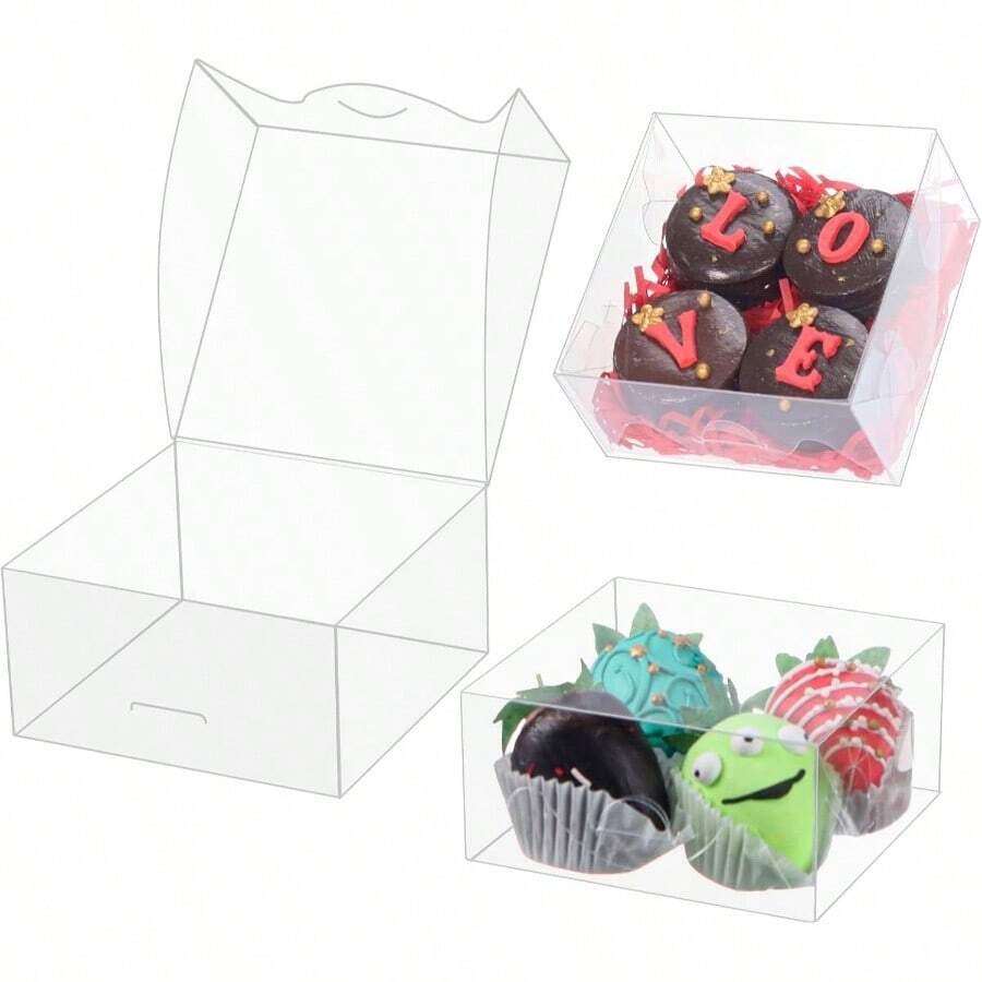 50PCS 3X3X1 Inch Boxes Cookies, Soap, Chocolate Truffles, Donuts, Macarons, Chocolate - Covered Cherries, Bakery Items, Brownies - 20 + 4x4x2 英寸 - 查看 1
