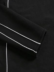 Herren Lässig Reißverschluss Schwarz Trainingsanzug, Loose Fit Sport 2 Stücke Set