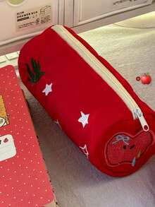 1个鱼形面粉袋铅笔盒和1个面包狗蛋糕铅笔盒，可爱化妆包，学生返校文具袋，大容量收纳袋，铅笔盒，铅笔袋，房间装饰，万圣节装饰，秋季装饰，圣诞节和万圣节装饰品