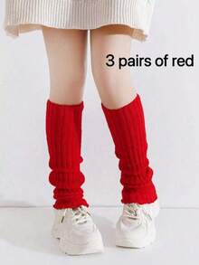 1/5/10 Pairs Girls All-Match Leg Warmer Socks For 4-12 Years, Christmas Girls Socks,New Year Socks,Fashionable And Comfortable, Suitable For Jk Styles, For Autumn/Winter Daily Wear, Candy Colors, Black&White, For A Gift