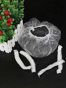 100pcs Disposable Transparent Waterproof Shower Cap, Thick Large Size, High Elasticity, For Bathing And Hair Care, Convenient For Travel - Multicolor - View 11
