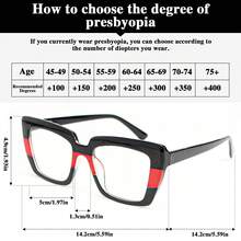 1pc Fashion Two-Tone Women's Elegant Reading Glasses, Premium Leopard Print Temples, Spring Hinges, Comfortable Wear For Reading, Office & Travel - Black and Red - View 11