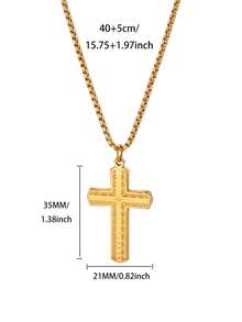 Cubic Zirconia Cross Pendant Necklace For Men 18K Gold Plated Stainless Steel Necklaces Vintage Goth Cross Charm Round Chain Beads Chain Lip Chain Jewelry Daily Wear Christmas Gifts