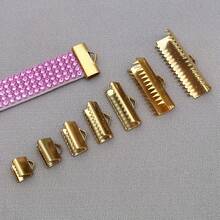 10/30 件长方形丝带末端带夹不锈钢金色丝带卷边皮革压接紧固件适用于 DIY 颈链手链书签制作 - 彩色 - 查看 5