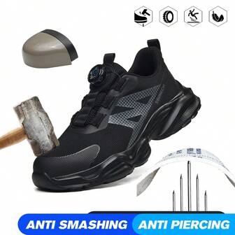 Zapatos de trabajo para hombres, zapatos ligeros con puntera de acero, botas de seguridad indestructibles para hombres, zapatillas con puntera de acero a prueba de perforaciones para construcción