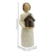 1 Piece Of Hand Holding House Delivery Sculpture, High-Quality Resin Figurine Ornaments, Little Girl And Cute House Model, Desktop Decorative Ornaments, Warm Decorations, Suitable For Friends' Housewarming Birthday Gifts, New Home Anniversary Gifts - 彩色 - 查看 3