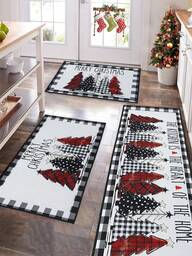 1/2/3pcs Merry Christmas Mats, Christmas Floor Mat Door Mats, Christmas Tree Doll Design, Christmas Decorations Carpets, Christmas Kitchen Mat, Christmas Kitchen Carpet, Christmas Decoration Door Floor Mat Entry Foot Mat, Room Decorations, Kitchen Decor, Christmas Gift Party Favors, Christmas Decor Home, Christmas Indoor Outdoor Decorations, 2026 New Year Decorations