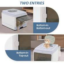 Large Enclosed Cat Litter Box With Lid CoverFoldable Cat Litter Box Hooded Odorless Cat Toilet With Litter Scoop Cat Self Groomer Deodorizer Filter Front Entry Top Exit Door Easy To Install And Clean