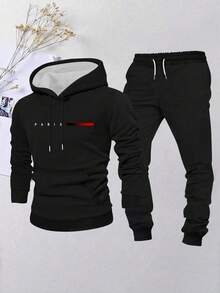 Bộ 2 món dành cho nam giới cỡ lớn, gồm áo hoodie và quần ống rộng có dây rút, in chữ và số theo yêu cầu, phù hợp cho sinh viên, đi chơi với bạn bè, những khoảnh khắc thường ngày. Chất liệu mềm mại, ấm áp và thoải mái, phù hợp với các size từ 1XL đến 6XL. - màu đen - Xem 10