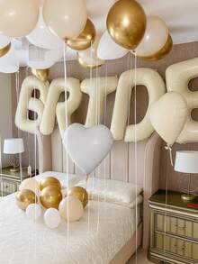 5pcs 16/40-Inch BRIDE Letter Balloon Set, BRIDE Letter Balloon Decoration For Wedding Party, Bridal Shower, Bachelorette Party Decoration, Beige BRIDE Balloons Bachelorette For Bridal Shower, Cream White Sand Bride Aluminum Film Banner Letter Sign, Aluminum Film Balloon Indoor And Outdoor Decoration, Bridal Balloon Banner For Wedding Engagement Bride To Be, No Electricity Required, Christmas Halloween New Year